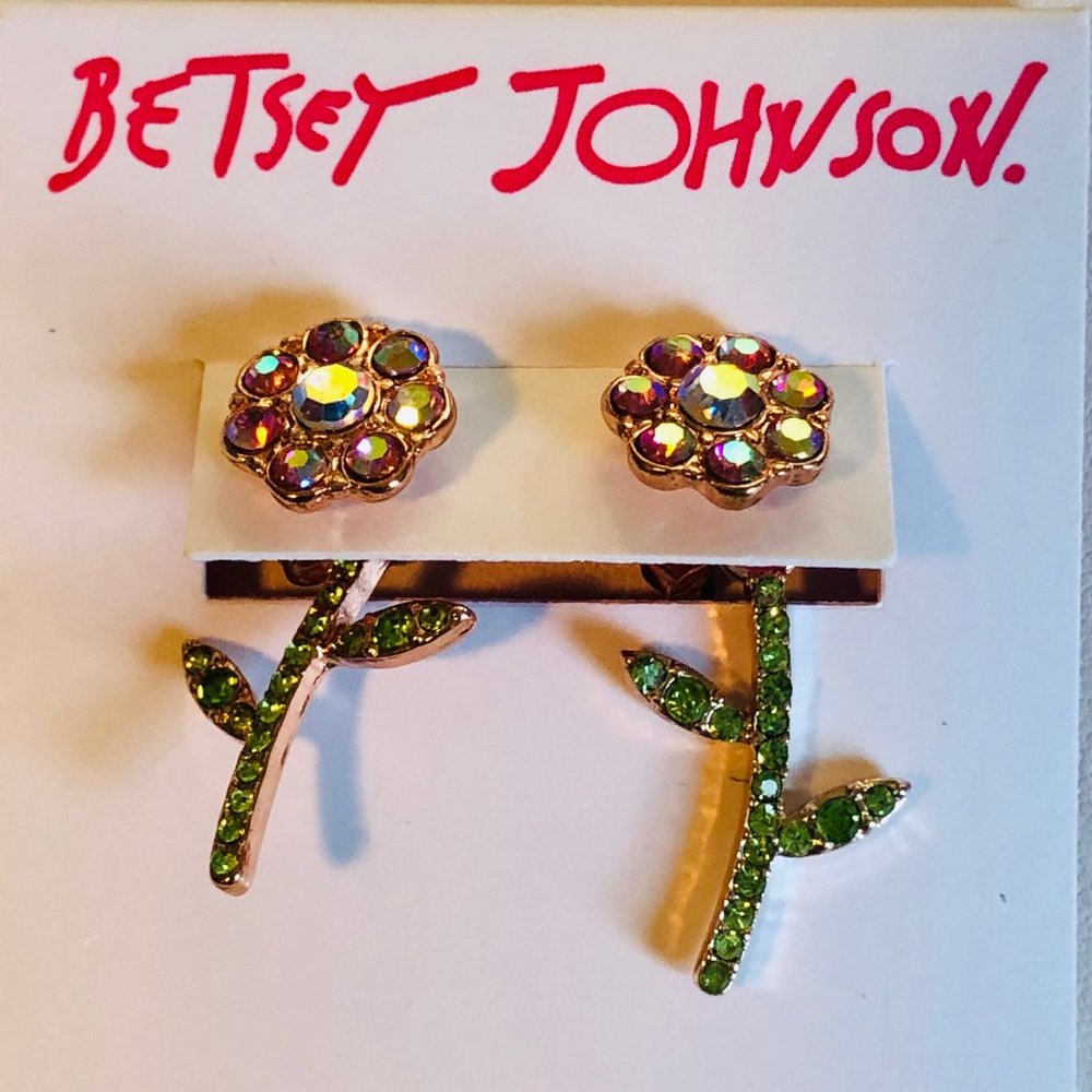 Betsey Johnson Flower Front Back Earrings-Jackets